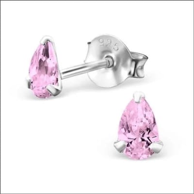 Aramat Jewels - Zilveren zirkonia druppel oorbellen - Roze -5x3mm-kind