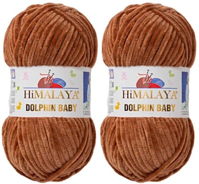 Himalaya Dolphin Baby -(2 stuks)-80337 Donkere Safraan Fluwelen Garen, Breien en Haken, 100g, Super Zacht, Fluweel Breigaren, Volumineuze Pluche, Schijnen Fluweelachtig, Chenille Dolfijn Baby Wol, Amigurumi, Velluto Velours, Breiwol, Haakgaren, Kind