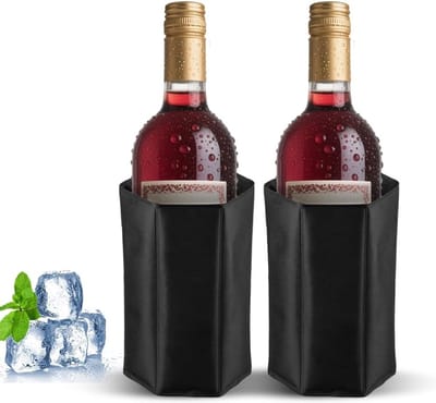 Set van 2 Wijnfles Koelers, Dubbele Isolatie, Waterdicht, Koel Mouwen voor Feesten en Picknicks, Zwart, Perfect voor Verfrissing en Gemak