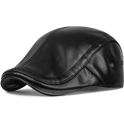 Casquettes Rétro en Cuir pour Hommes Casquette Gavroche Automne Hiver Visière Béret Épaissir Chapeau Chaud Couleur Unie Chapeau Avancé Coupe-Vent Chapeau Protection Oreilles black