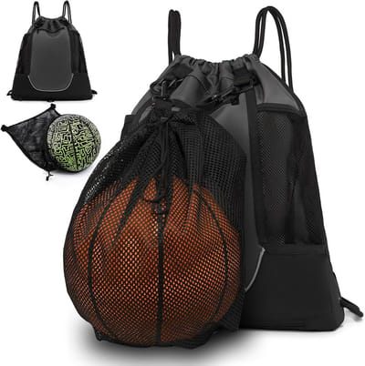 Basketbalrugzak met Trekkoord en Afneembare Balhouder voor Sport en Reizen