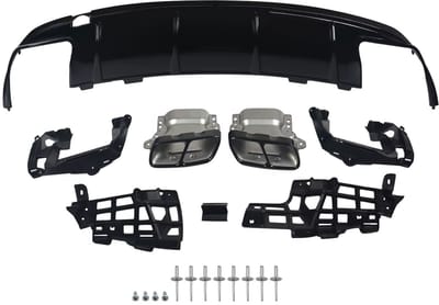 Voorbumper Ignaro - Voorbumper met Uitlaat - Voor Mercedes CLA W117/C117/X117 (CLA260/CLA45) - Glanzend Zwart - Auto Accessoires