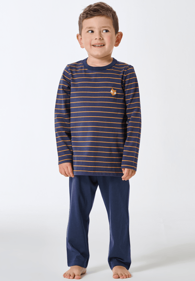 Lange pyjama met strepen en vosmotief, kleur curry - Kids Nightwear 92