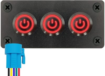 ProRide Metalen Drukschakelaars ON-OFF 220V - 16mm - Drievoudig inbouwpaneel - IP67 - LED indicatie Rood