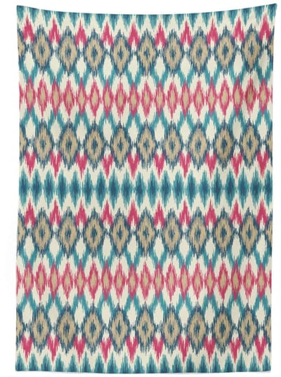 ABAKUHAUS Tafelkleed – 140x240 cm – Crème/Teal/Rood – Handgemaakt