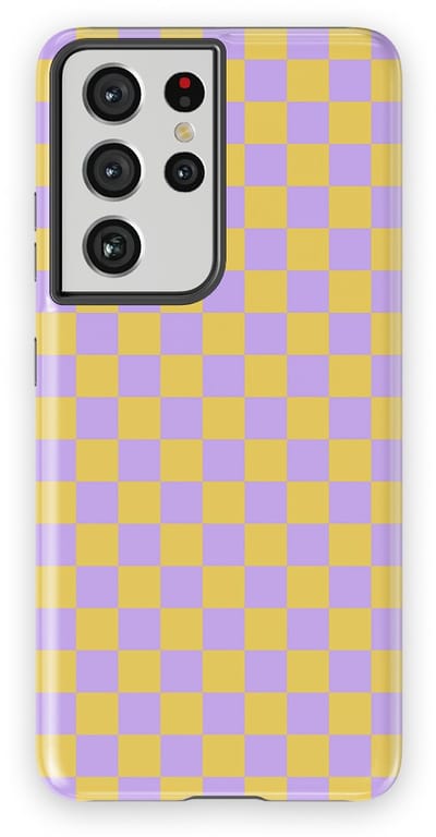Design Hoesje Samsung Galaxy S21 Ultra | Geschikt Voor Mag | Tiny Squares Checkered Print | Backcover Samsung Galaxy S21 Ultra Lilac Lemonade