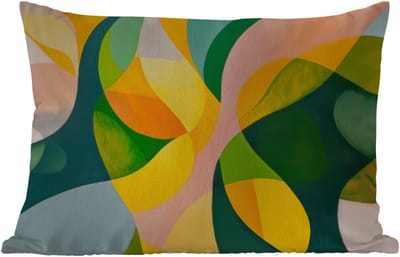 Buitenkussens - Tuin - Abstract - Geel - Roze - Groen - 50x30 cm
