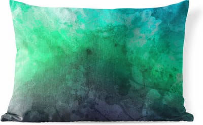 Buitenkussens - Tuin - Abstract werk gemaakt van waterverf met groene en blauwe vlekken - 50x30 cm