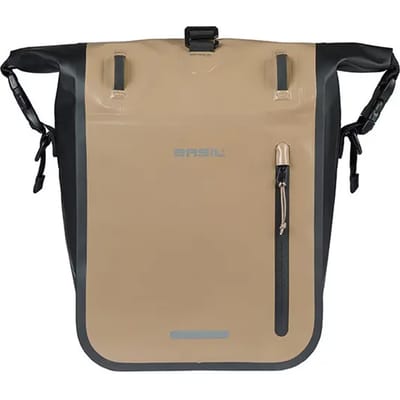 Basil Rivo - Enkele fietstas - 12-15 liter - MIK Hooks - Waterdicht - Reflectie details - Tarpaulin - zand