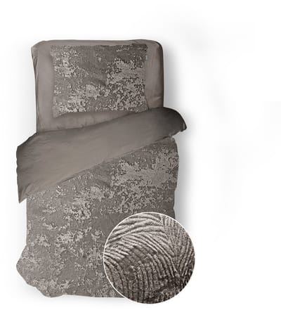 Eleganzzz Dekbedovertrek 3D Embossed Velvet Wave - Taupe Grey - Dekbedovertrek 140x200/220cm - Velvet Dekbedovertrek - 100% Velvet - Eenpersoons dekbedovertrekken - Effen Dekbedovertrek
