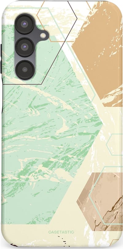 Casetastic hoesje geschikt voor Samsung Galaxy A16 - Dubbellaagse bescherming - Vlaklicht - Fashion Case - Crème Mintgroen Wit Lichtgrijs