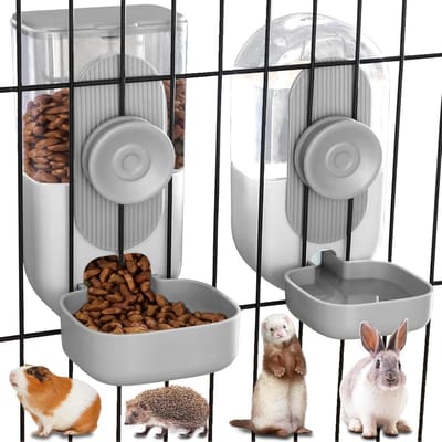 longziming -Auto-Refill Kleindierenfutterspender En Waterdispenser - Waterdispenser - Fed System Zonder Stroom - Voor Reizen En Langdurig Gebruik - grijs