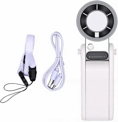 Draagbare Handventilator - Persoonlijke Koeler - Buiten Koelen - IJskoeler Functie - 3000 mAh Batterij - Wit