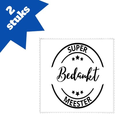 Akyol - super bedankt meester brillendoekjes - Meester - een meester - school - verjaardagscadeau - afscheidscadeau - kado - gift - 17,8 bij 17,8 cm - 2 stuks