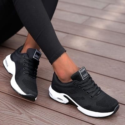 Orthopedische sneakers voor dames, ademende casual schoenen, lichtgewicht outdoor sportschoenen, casual wandelschoenen, platform sneakers voor dames (2024) 36 zwart