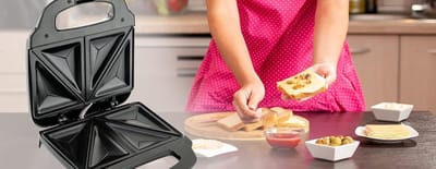 Sandwichmaker - Tosti Apparaat - Snelle Snacks Maken - Anti-aanbak Platen - 4 Stuks - Zwart
