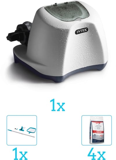 Intex QS1200 zoutwwatersysteem - Zwembaden tot 56.800 liter inclusief Zwembadzout (4 stuks) en Schoonmaakset