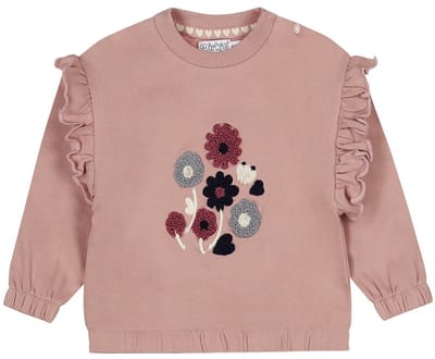 Dirkje meisjes trui loose fit Light mauve - 04 Girls little flower