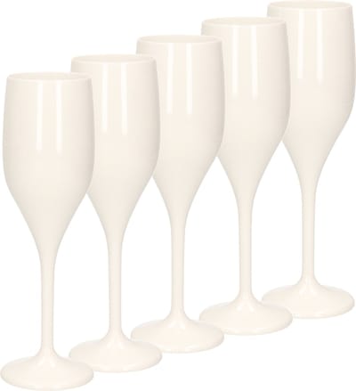 Set van 15x stuks champagneglazen/prosecco flutes wit 150 ml van onbreekbaar kunststof - Champagneflutes - Champagneglazen