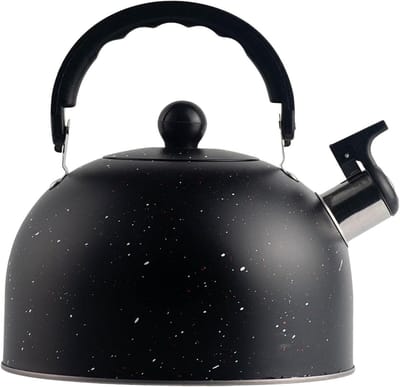 RVS Fluitketel - Kookketel Waterkoker - Water Koken - Grote Diameter - 2.5 L - Zwart