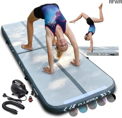 RFWR® Luchtvolgmat voor volwassenen en kinderen - Opblaasbare turnmat voor thuisgebruik in 3m en 4m