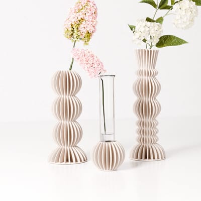 Fleuriek - Beige mini vazen set van 3 voor bloemen of droogbloemen - Japandi stekvaasjes met reageerbuisjes
