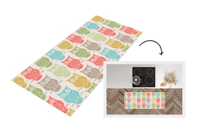 Keukenloper - Loper keuken - Patronen - Uil - Vogels - 120x50 cm - Keukenloper vinyl
