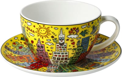 Goebel - James Rizzi | Kop en schotel Cappuccino My New York City Sunset | Porselein - 15cm - 250ml