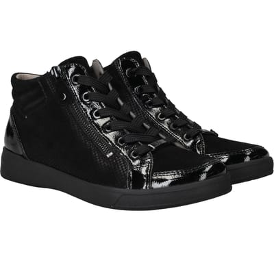 Ara - 1224499 OM-ST-HIGH-SOFT - Hoge sneakersVeterbootsDames veterschoenenDames sneakersHalf-hoge schoenen - Kleur: Zwart - Maat: 37.5