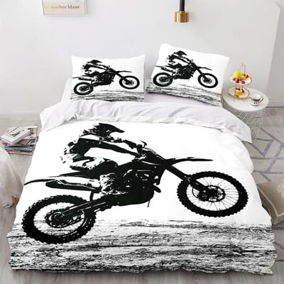 Ensemble de Literie Moto Simple Twin Full Queen King Size Course Sauvage Ensemble de Lit Aldulte Enfant Chambre Housse de Couette Ensembles Impression 3D Cool 031 EU single(135x200cm)