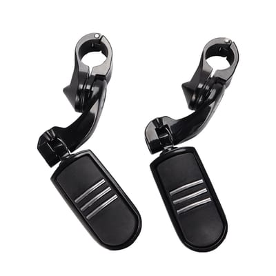 Verstelbare Voetsteunen 32 mm met Korte Gebogen Montageset, Universeel geschikt voor Harley, Honda, Kawasaki, Suzuki, Yamaha, Indian, Victory met Motorbeveiliging/Crashbar