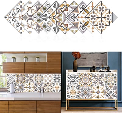 Plaktegels - Tegelstickers set – Wanddecoratie - Decoratie sticker tegels – Plakfolie – Tegelstickers - Waterdichte spatwandstickers – Kastjes, Badkamer, Keuken - LOUZIR