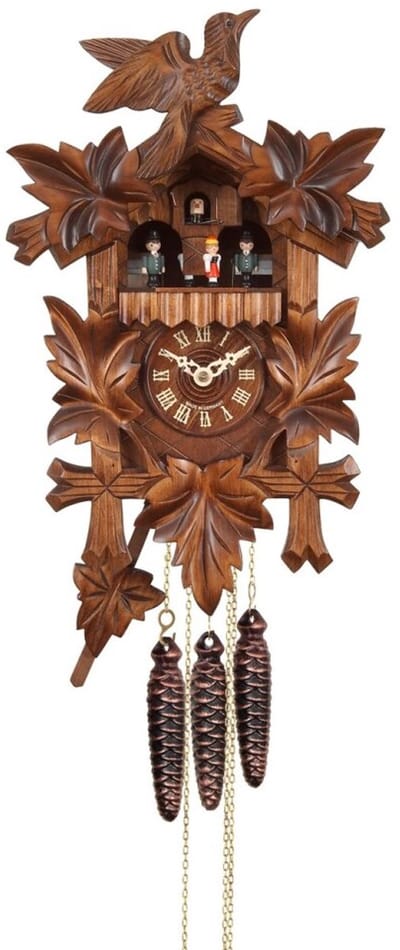Engstler - 532_MT - Koekoeksklok - 1-daags kettinguurwerk - Notenhout - met muziek met dansend paar - 35 cm