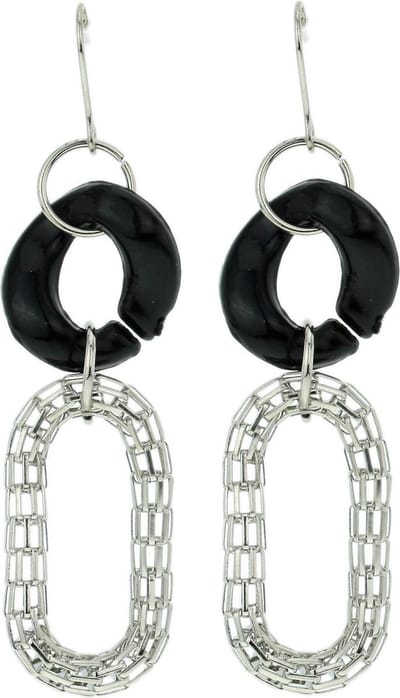 Behave - Oorhangers zwart-zilverkleur - 6,5 cm