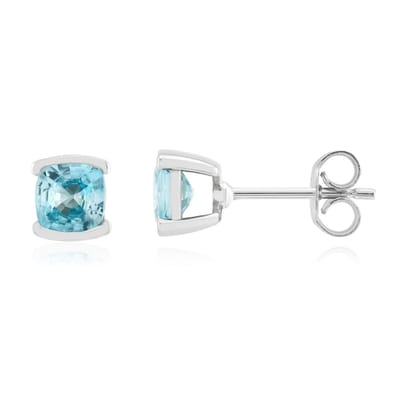 Cavill - Zilveren Oorbellen 925 Sterling Zilver - 2 Blauwe Ratanakiri Zirkoon 1.86 ct - Antiek Kussen Briljant - Elegante Oorknopjes