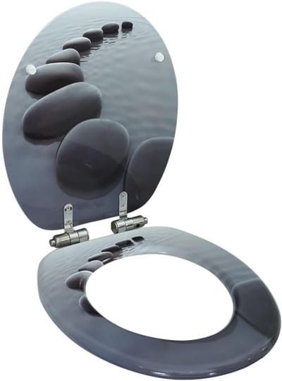 Toiletbril MDF - WC-bril Deksel - Badkamer Upgrade - Softclose Mechanisme - Universeel - Steenlook