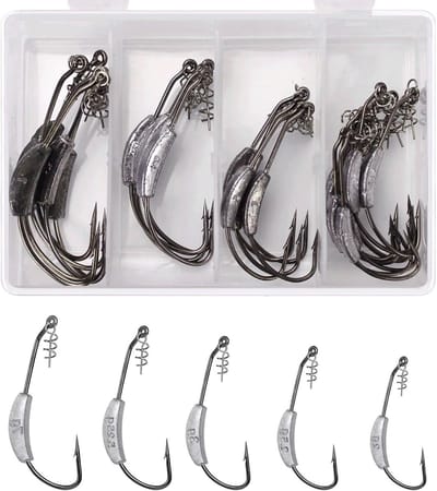 25 Stuks Gewogen Swimbait Haken met Twist Lock voor Zoutwater Vissen - Jigkoppen, Weedless Haken voor Baars, Diverse Maten 1/0 tot 5/0