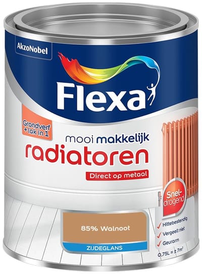 Flexa - Mooi Makkelijk Radiatoren Zijdeglans - 85% Walnoot - Mengverf - 750 Ml