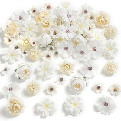 Mini Kunstbloemen - 40 Stuks - Nepbloemen Voor Knutselen & Decoratie - Wit - Kasey