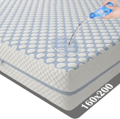 Waterdichte Matrasbeschermer 160 x 200 cm met Verkoelend Materiaal en Rits - Antibacteriëel - Waterdichte Matras Beschermer Incontinentie Matrasbeschermer - molton 160cm x 200 cm