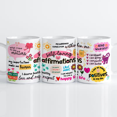Creasowl® Zelfliefde Affirmaties Mok – Keramische Koffiemok met Positieve Spreuken – Inspirerende Cadeaumok voor Zelfliefde, Ontspanning en Dagelijkse Motivatie – 330 ml - Koffiebeker - Theemok
