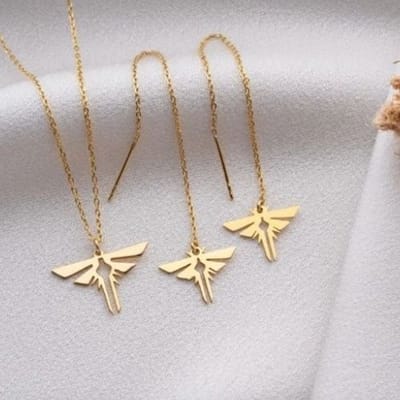 Vuurvliegje Sieradenset | 925 Sterling Zilveren Ketting & Oorbellen | Goud Ketting 45 cm | Firefly Cadeauset voor Haar | Vuurvliegje Hanger voor Mama, Cadeau voor Haar, Sprookjesachtige Sieraden voor Elke Dag