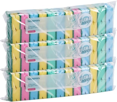 Ultra Clean Schuursponsjes - 72x stuks - gekleurd - huishoud / schoonmaak / afwas - sponzen