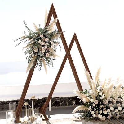 J&R Bruiloftsboog - Trouwboog - Boog - Bruiloft Decoratie - Bruiloft - Huwelijks boog - Ceremonie - Hout - Driehoek - Set van 2