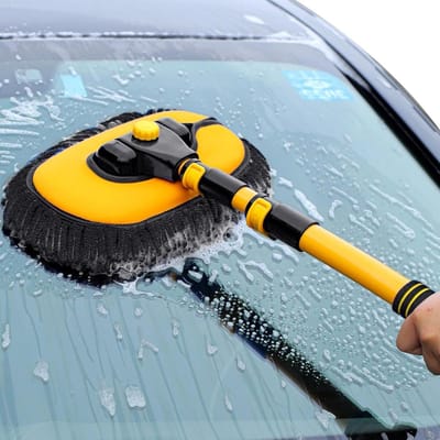 Reinigingsborstel Auto - Wasborstel Wisser - Voertuig Onderhoud - Verstelbare Lengte - 50-102 cm - Zwart