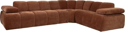 WOOOD Mojo Hoekbank Rechts - Ribstof - Roest Bruin - 74x310x230
