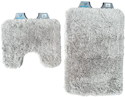 Wicotex - Badmat set met Toiletmat - WC mat met uitsparing Uni Bergen Taupe - Antislip onderkant - Fluffy zacht