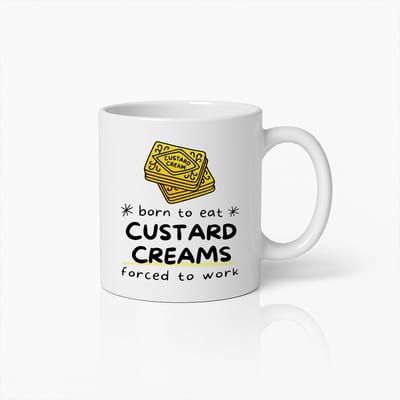 330ml Grappige Born to Eat Custard Creams Mok – Humoristisch Gedwongen te Werken Koffiebeker Cadeau