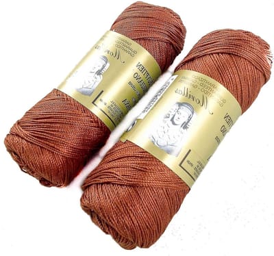 ZEPELINES 100% Egyptisch parelmoer-katoen, gemerceriseerd, voor het knutselen en handbreien van haken of breien met elegante afwerking. (2 x 70 g) (8, bruin 17)