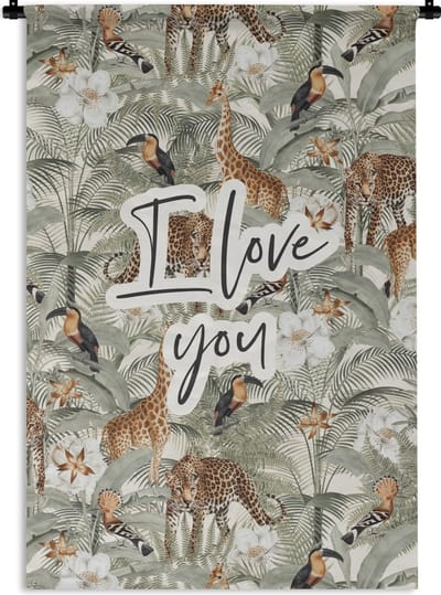 Wandkleed - Wanddoek - Liefde - Quotes - Koppel - I love you - Spreuken - 120x180 cm - Wandtapijt